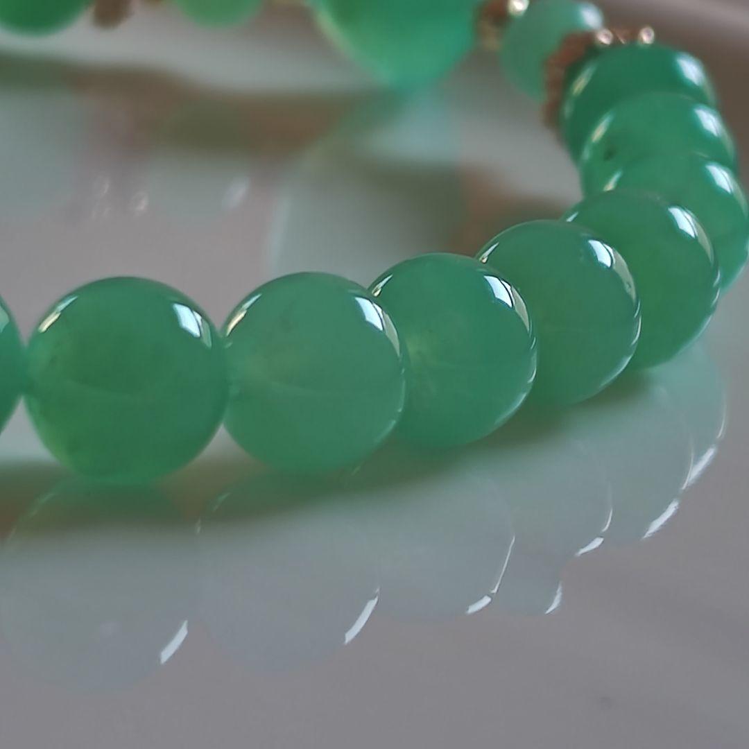 アップルグリーンの宝石質クリソプレーズハート　ブレスレット