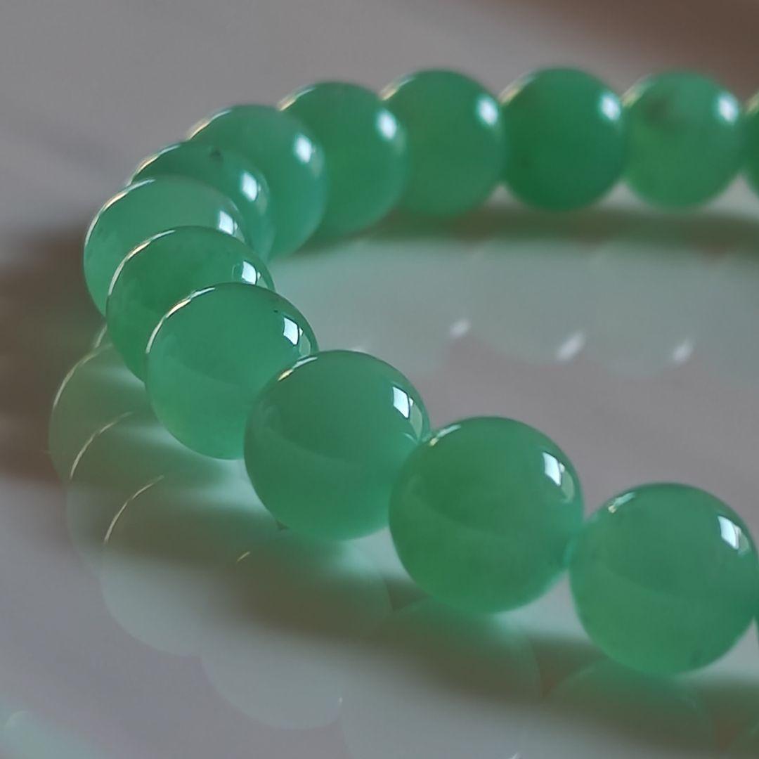 アップルグリーンの宝石質クリソプレーズハート　ブレスレット