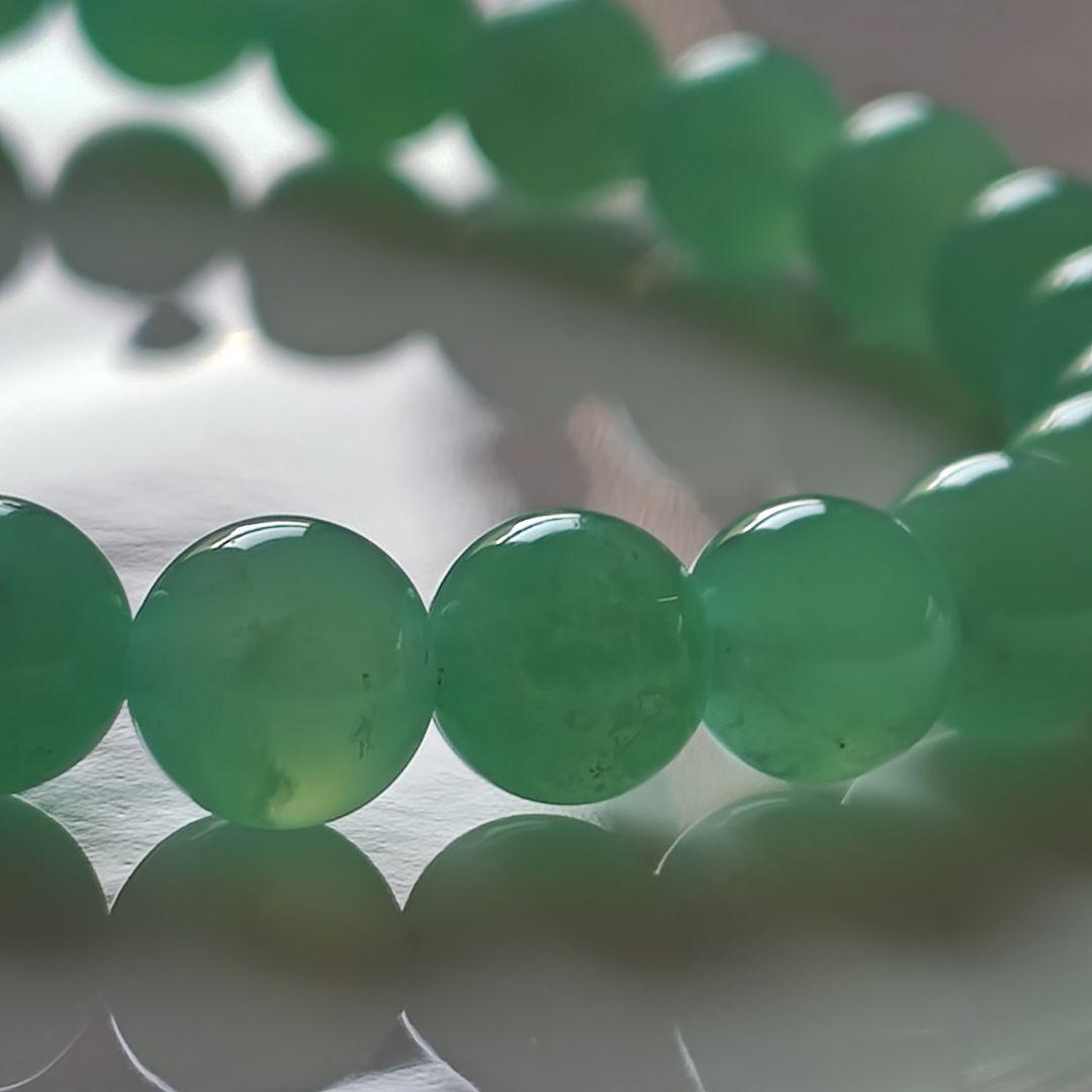 アップルグリーンの宝石質クリソプレーズハート　ブレスレット