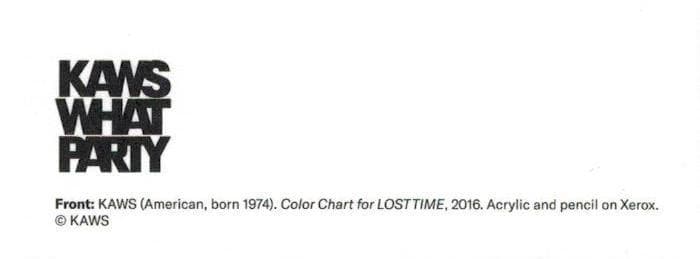 限定マット額装品/カウズ【Color Chart Lost time 2016】