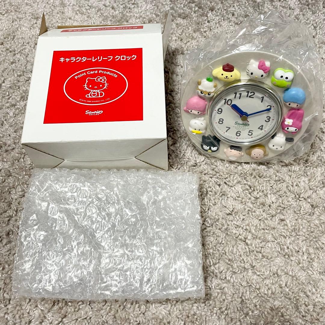 【未使用　非売品】1999年　キャラクターレリーフ　クロック　時計　ハローキティ
