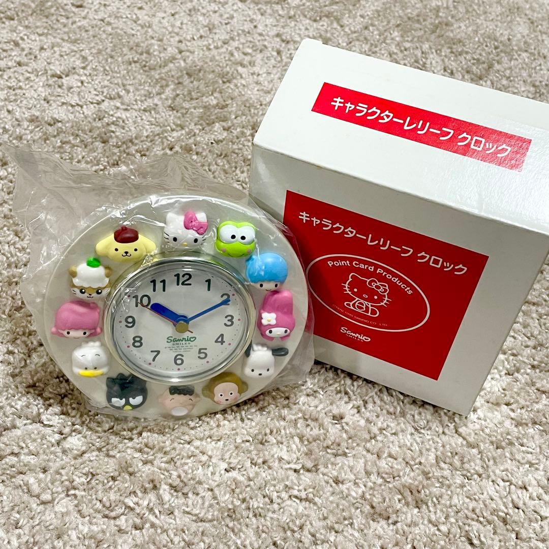 【未使用　非売品】1999年　キャラクターレリーフ　クロック　時計　ハローキティ