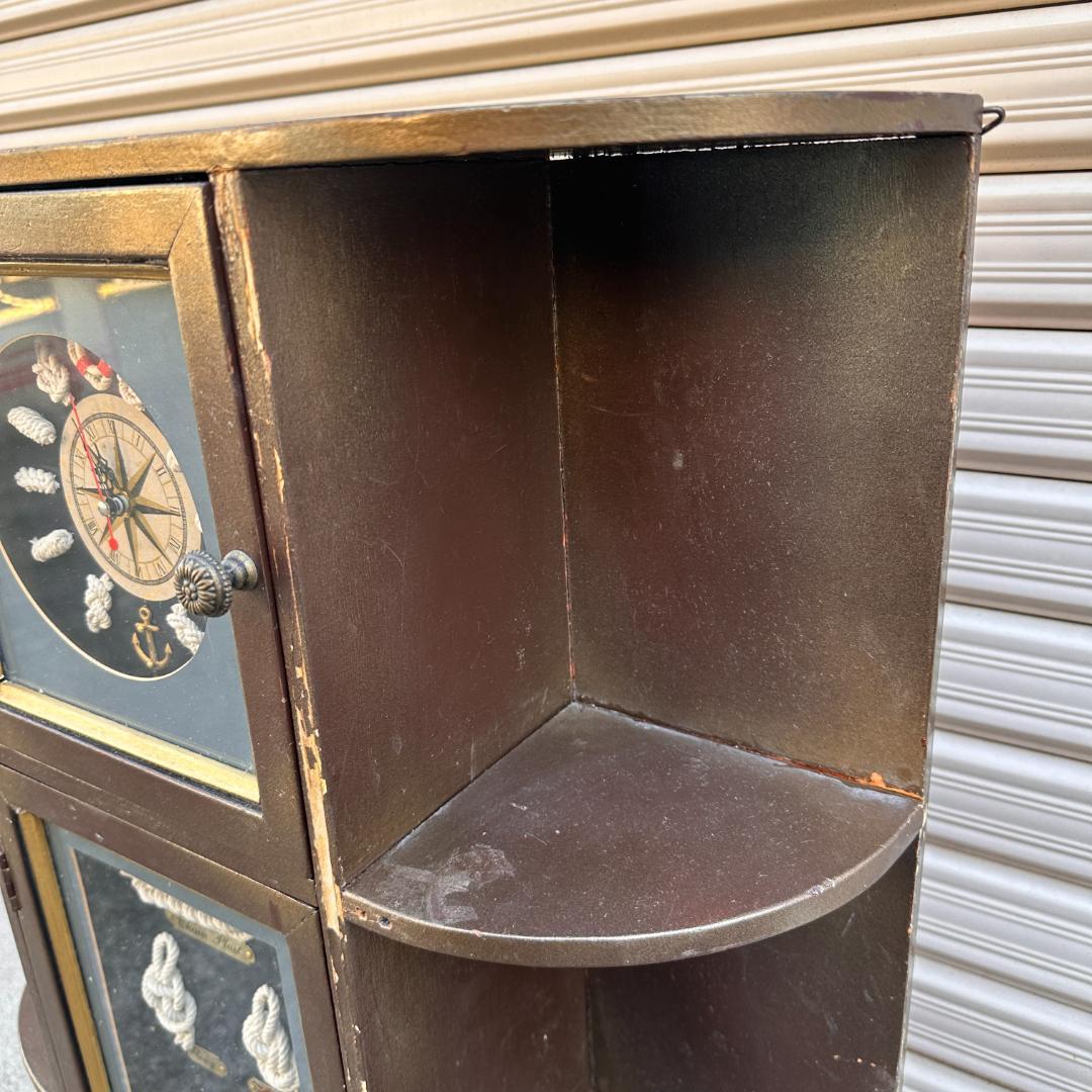 アメリカ購入 航海風 飾り棚 時計付き マリンインテリア ウォールシェルフ