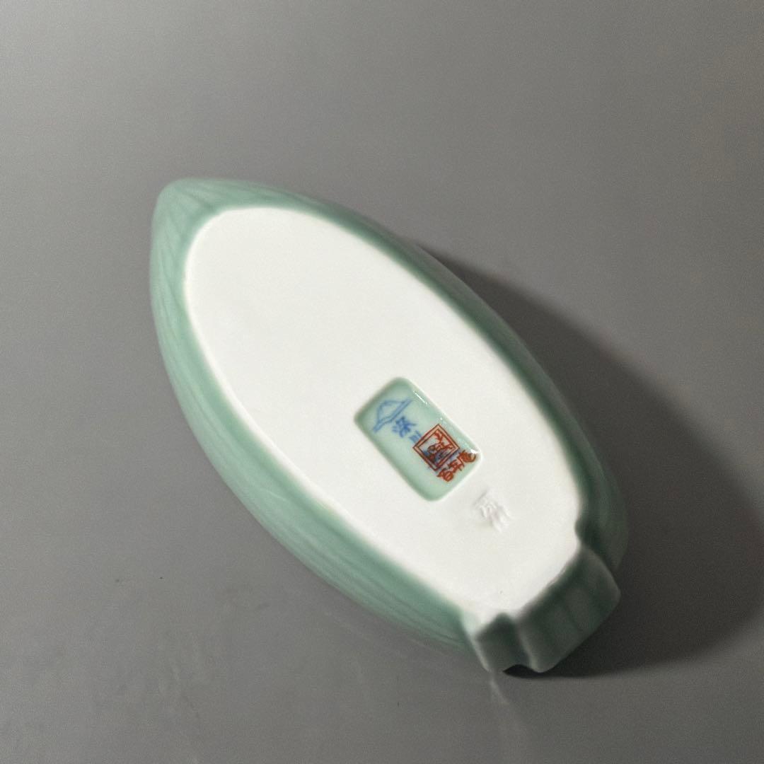 茶道具 懐石道具 深川製磁 百年庵 青磁 笹船 向付 取皿 五客揃