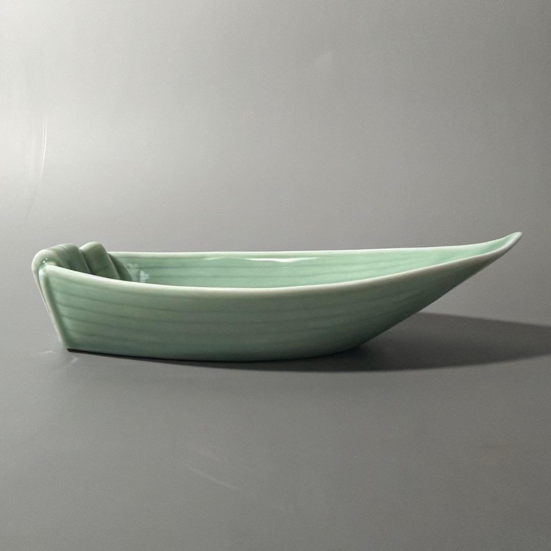 茶道具 懐石道具 深川製磁 百年庵 青磁 笹船 向付 取皿 五客揃