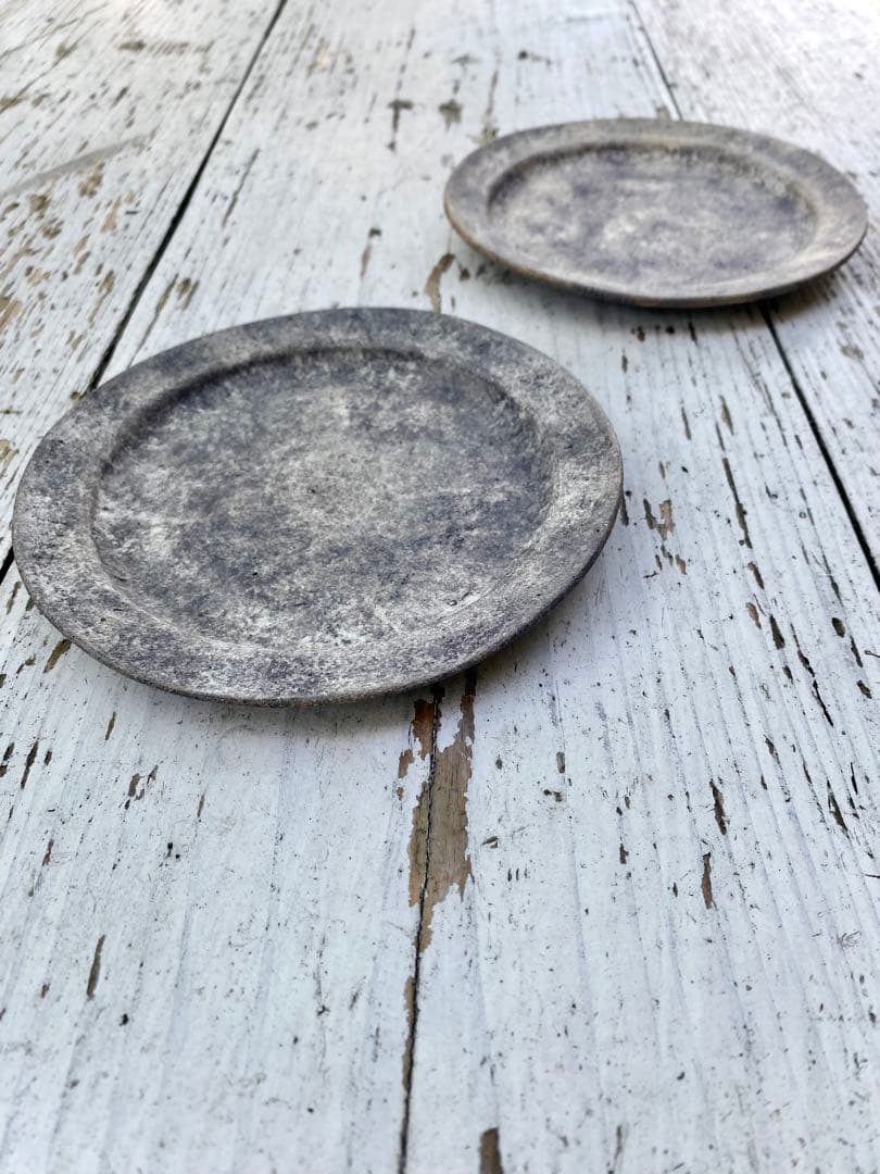 【希少】紙上征江 プレート2枚セット マットグレー ほぼ未使用　レア　明心工房