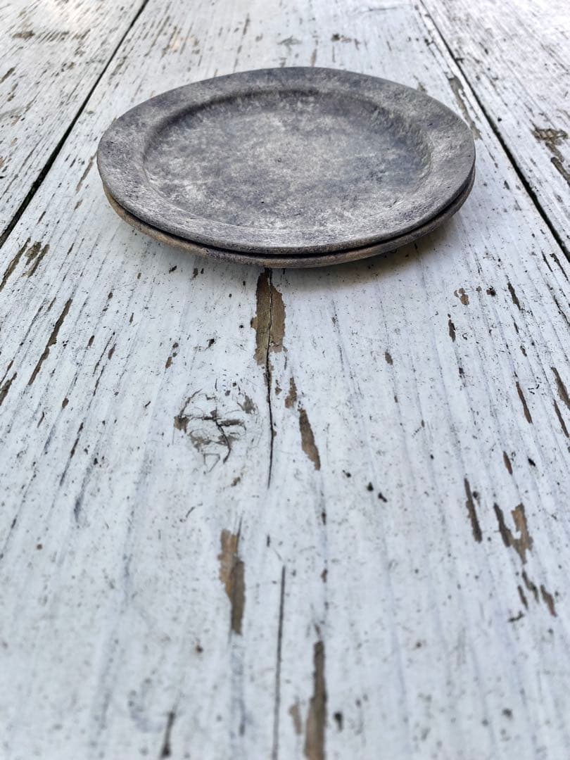 【希少】紙上征江 プレート2枚セット マットグレー ほぼ未使用　レア　明心工房