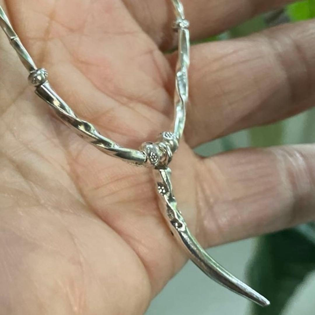 カレンシルバー　波線カーブビーズのペンダントとピアス