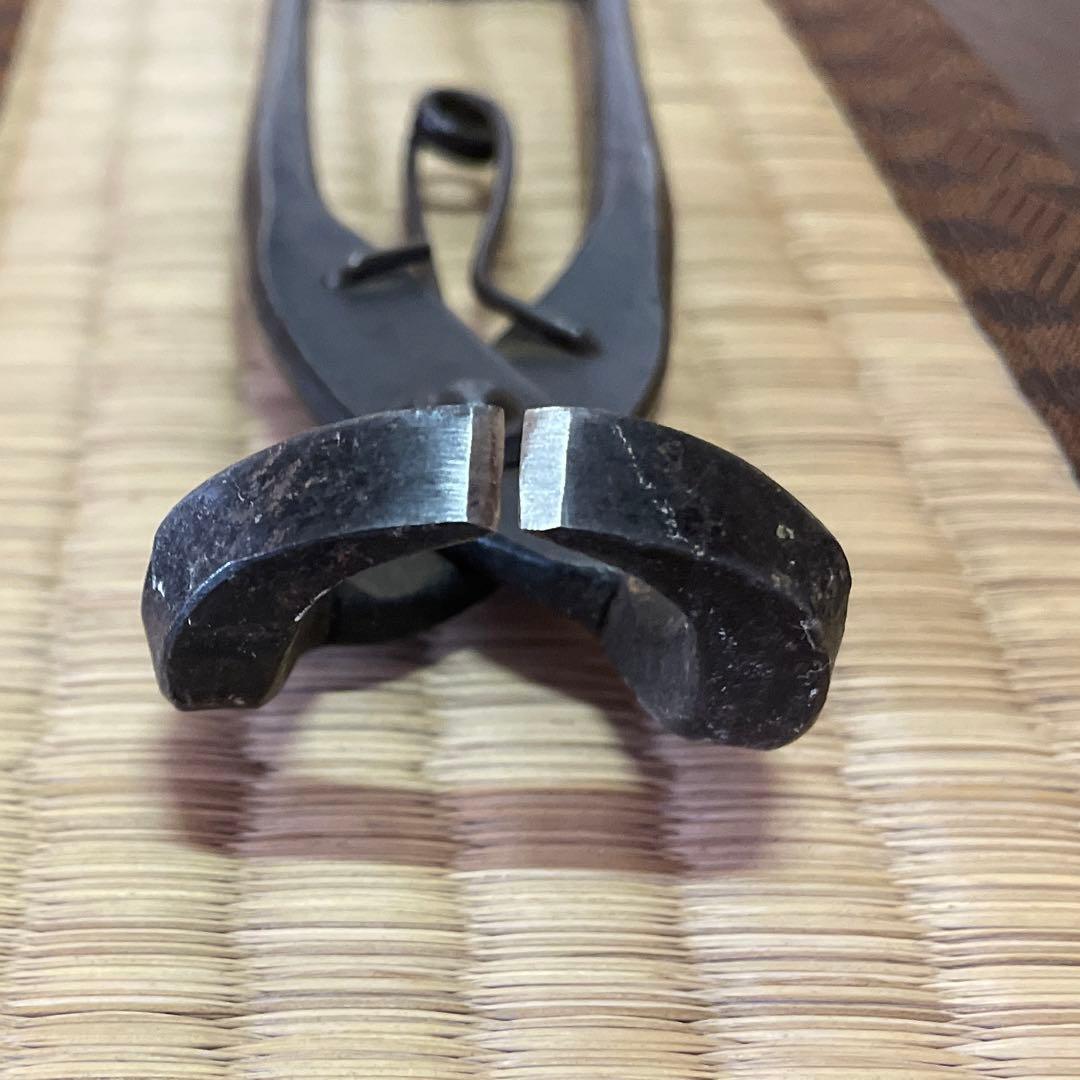 【盆栽道具】幹割鋏 倉吉式 バネ付き 止革付き・特殊L字型 200㎜【レア物】