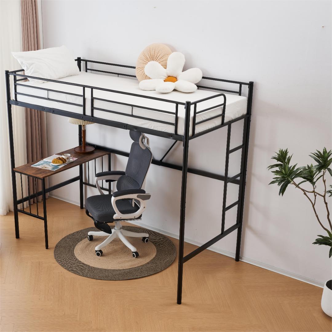 仕様変更再入荷・ロフトベッド【S・シングル】 デスク付き 子供部屋 BLACK