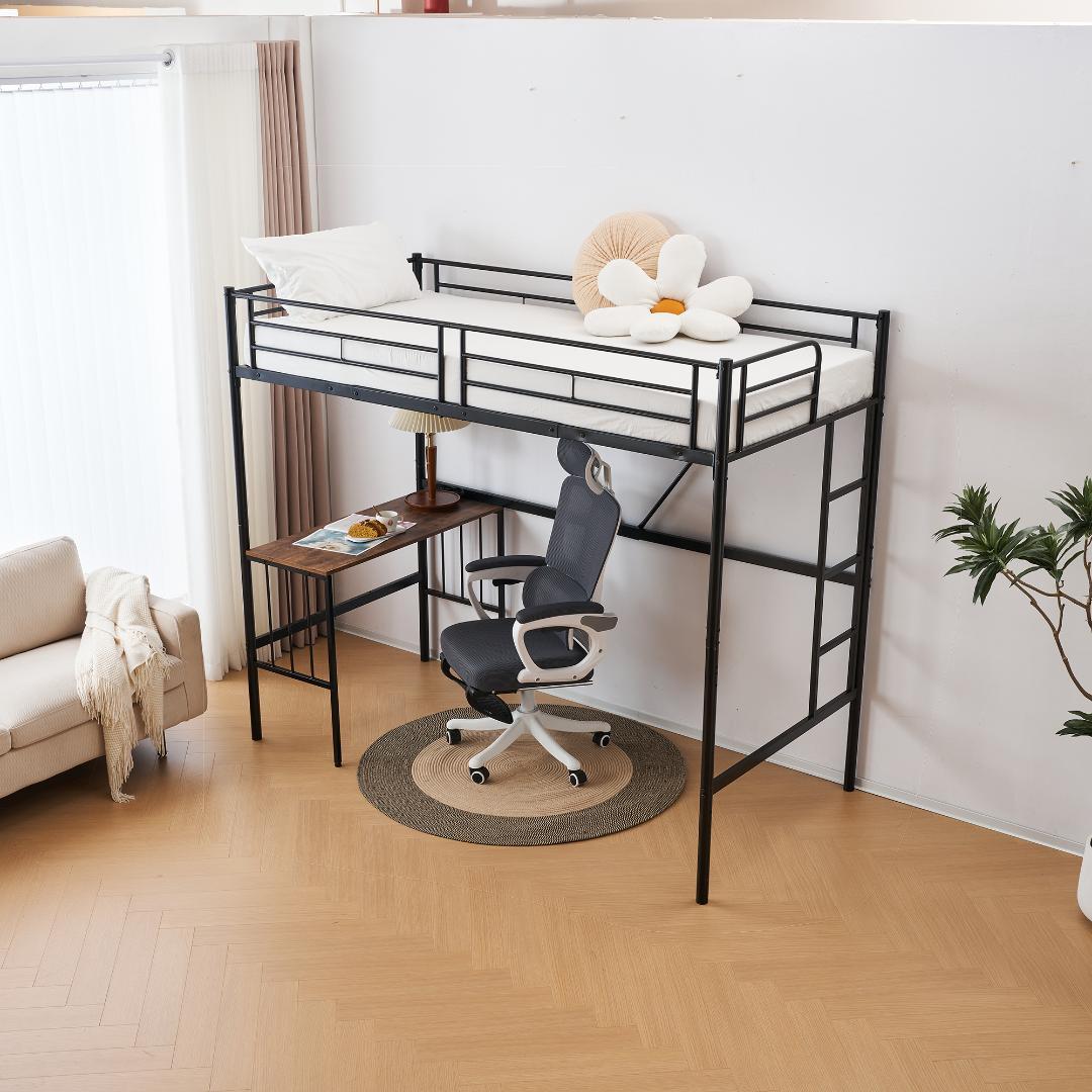 仕様変更再入荷・ロフトベッド【S・シングル】 デスク付き 子供部屋 BLACK