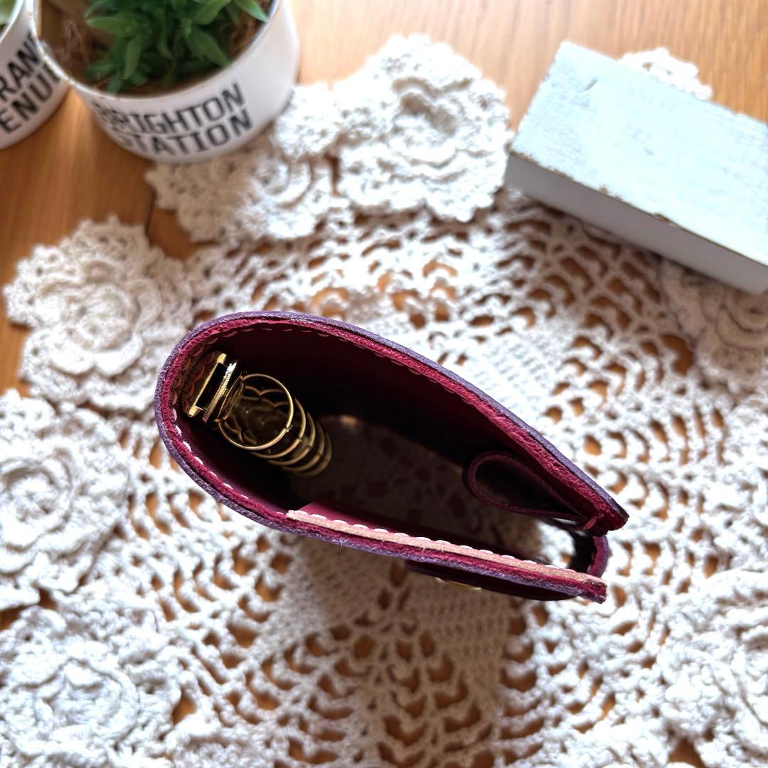 販売中★ M5 システム手帳　ルガトショルダー　パープル　紫　牛革本革マイクロ5