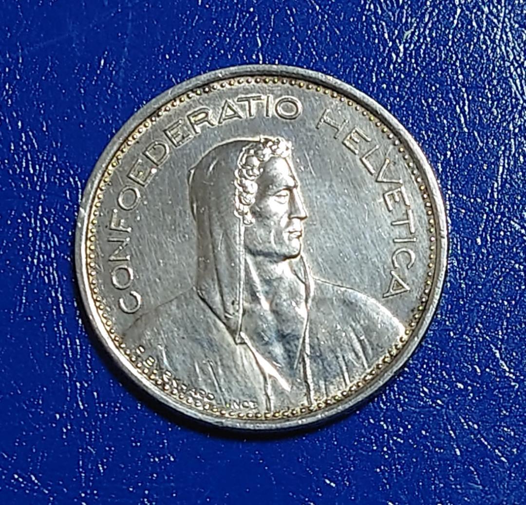 スイス　ウイリアムテル５フラン銀貨 1967年