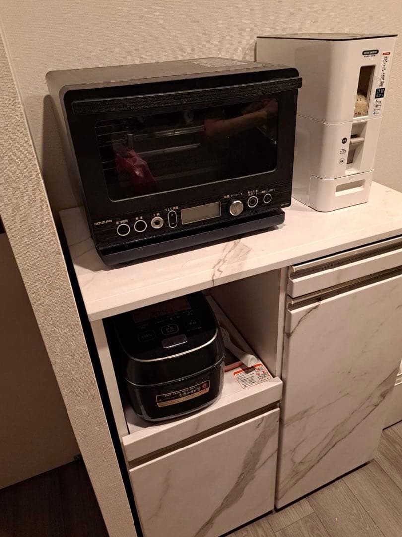 大理石柄 マーブルホワイト レンジボード キッチンボード 飾り棚