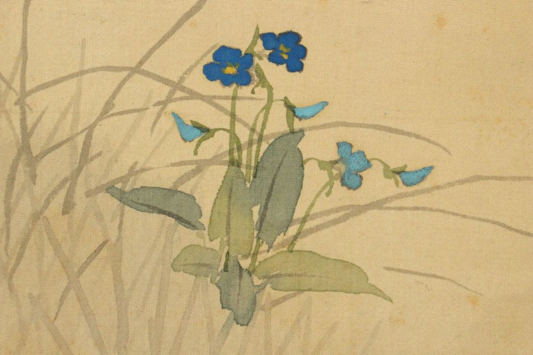 No5609掛軸　石川景雲　雉図　絹本着色　日本画　花鳥　古画　古美術　送料無料