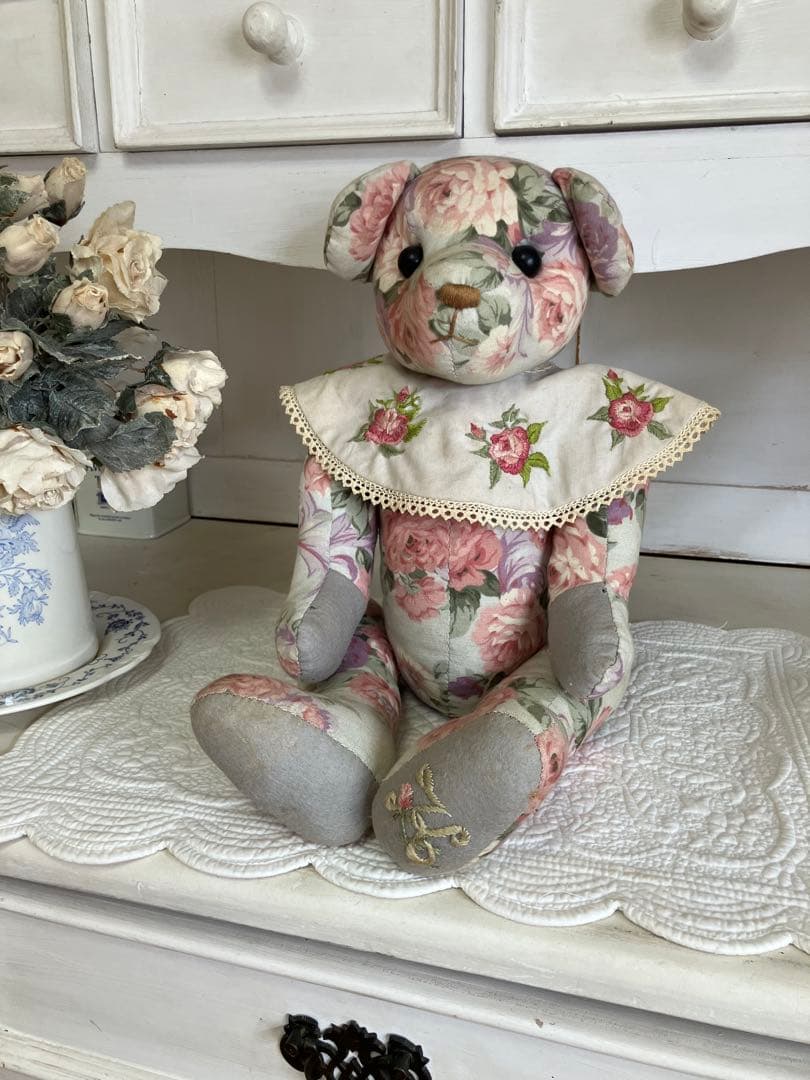 テディベア　ハンドメイド　刺繍入り