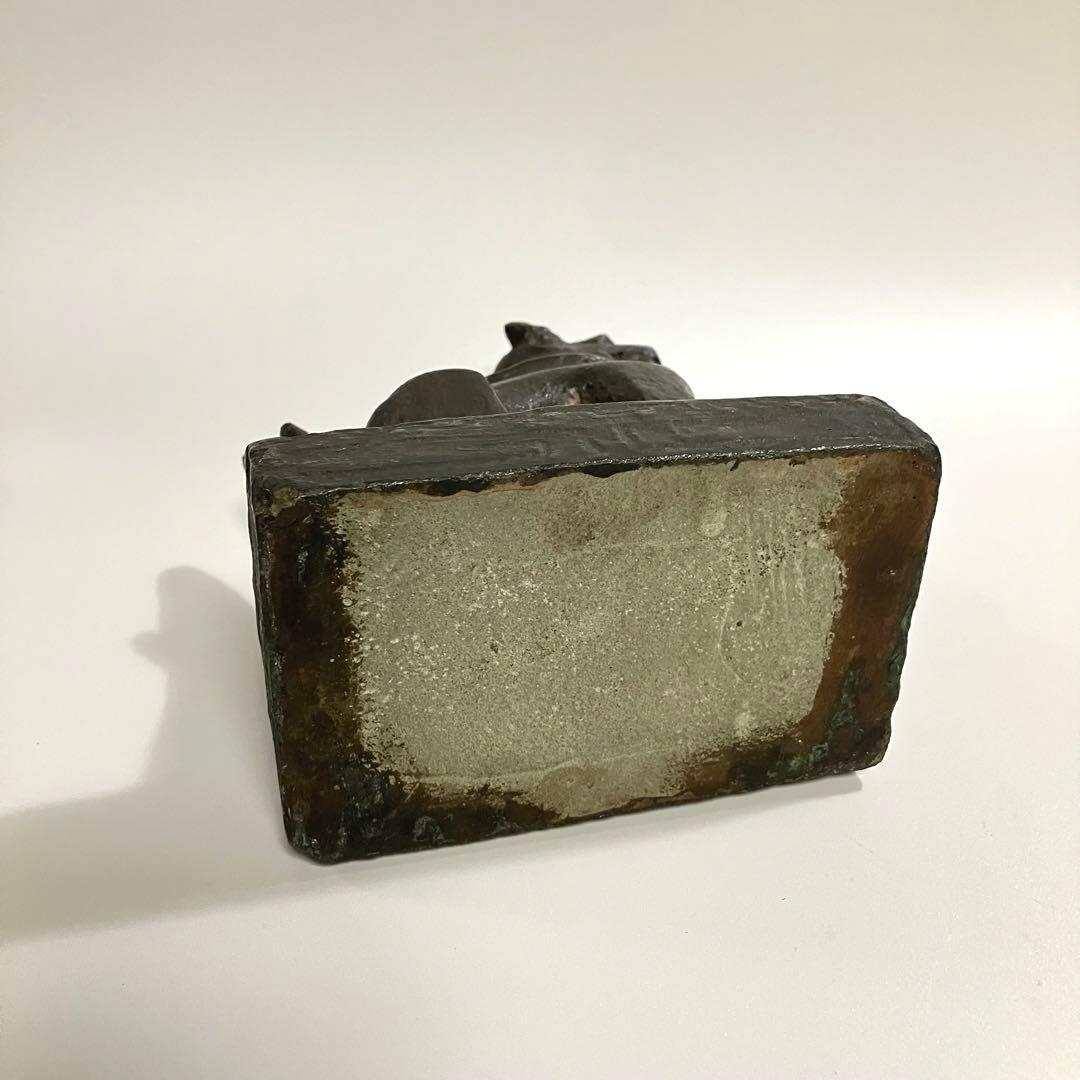 骨董　石彫　狛犬　一本角　シーサー　縁起物　民芸　彫刻　アンティーク　オブジェ