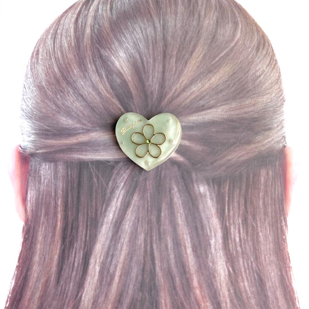 No.734 ハート　レジン　ヘアゴム　めろん