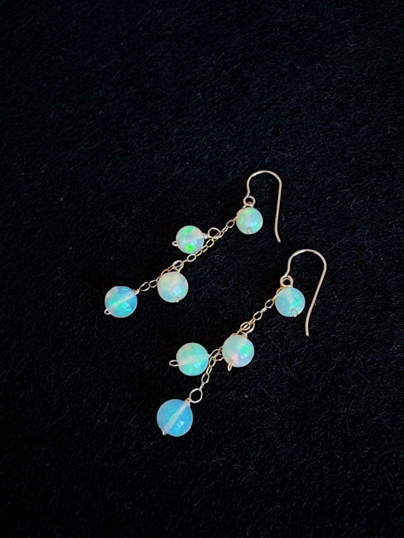 プレシャスオパール　14kgf ピアス ハンドメイド