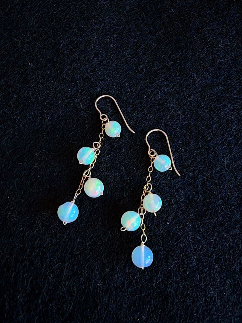 プレシャスオパール　14kgf ピアス ハンドメイド