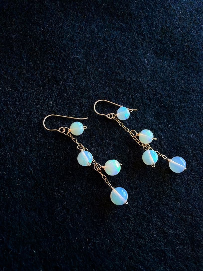 プレシャスオパール　14kgf ピアス ハンドメイド