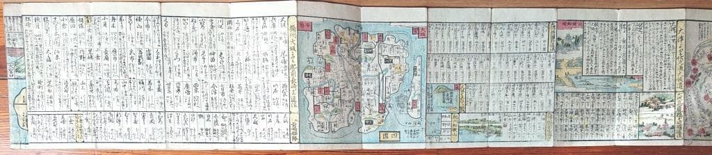 19　諸国順覧・懐寶道中圖鑒　彩色図　折1帖