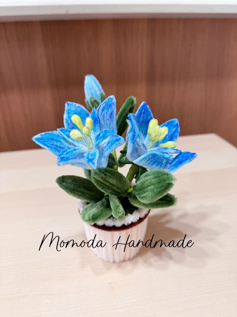 ＊Kaorin＊　モールフラワー　かぼちゃの鉢植え3点と竜胆の鉢植え3点