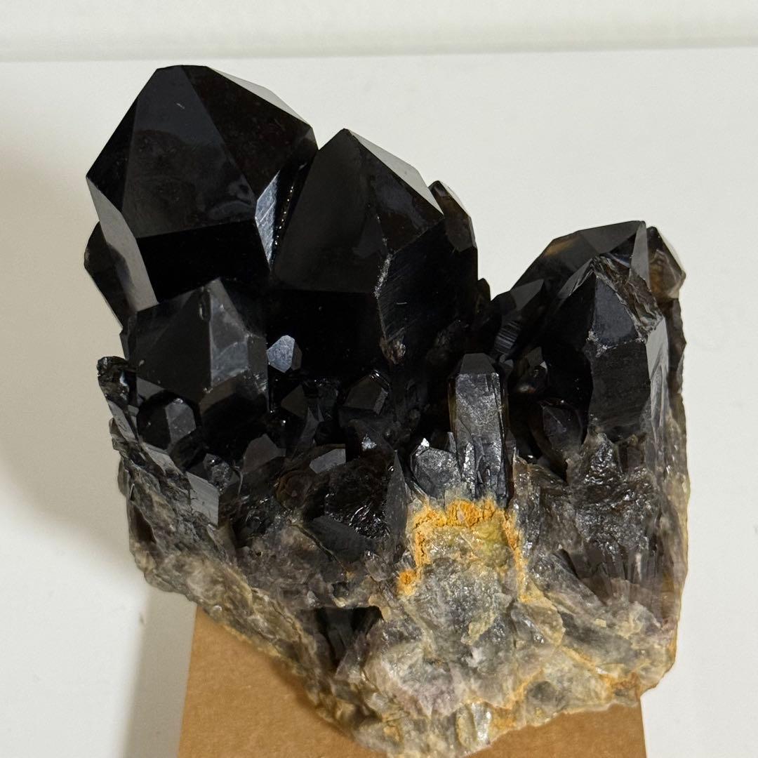 黒水晶 モリオン クラスター 台座付 漆黒 コンゴ産 原石 天然石 魔除け