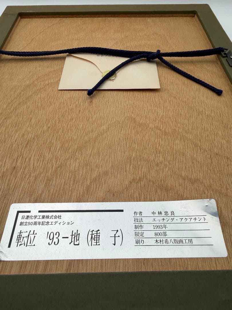 中林忠良 転位 '93 - 地 (種子) エッチング 594/800静物画　版画