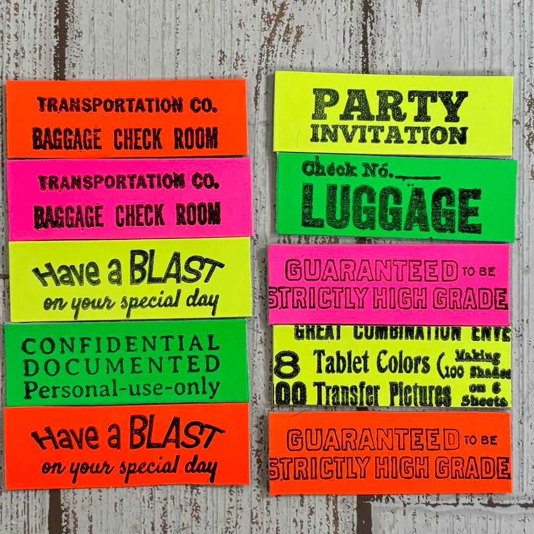 ネオンカラー革タグレザータグ　長タグ10本②ハンドメイド素材コラージュ素材600