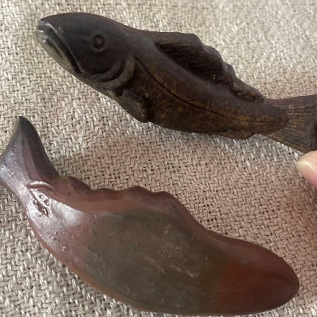 備前焼　角皿2枚　お箸置き2個　西垣邦雄さん作