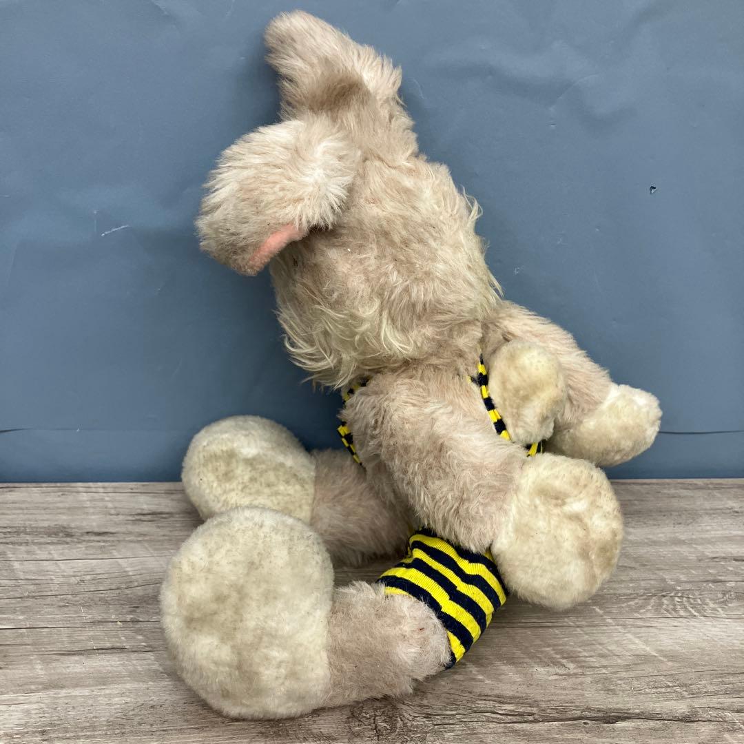 3F ぬいぐるみ ウサギ 黄色ボーダー オーバーオール レトロ ウサギ