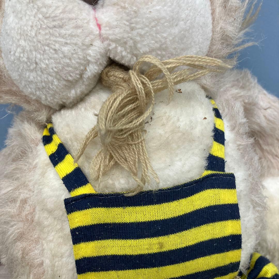 3F ぬいぐるみ ウサギ 黄色ボーダー オーバーオール レトロ ウサギ