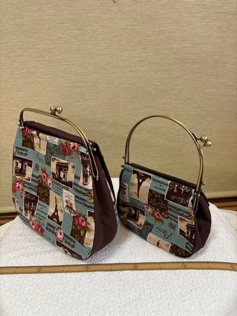 ベンリー口金布製バッグ2個セット　ブルー