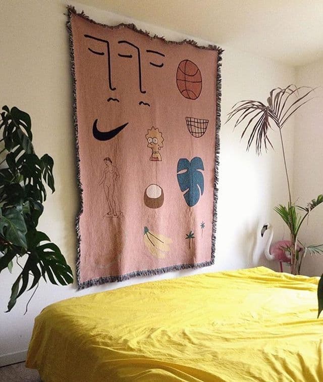 アウトドアキャンプラグマットブランケット白キリム柄オルテガ民族