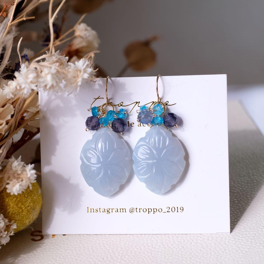 Kaya ♦︎アメジスト・マザーオブパールフラワーカービングチャーム