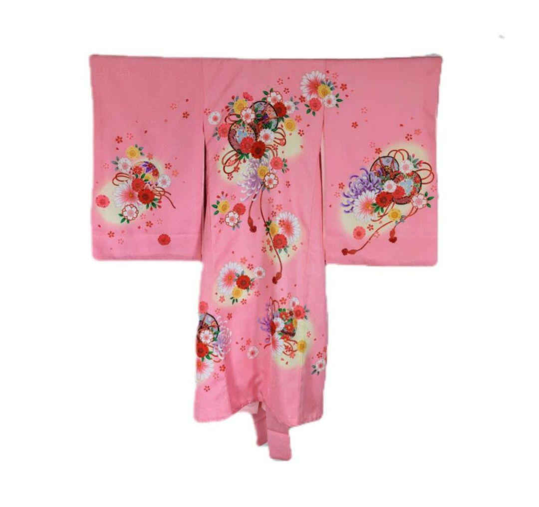 お宮参り 女の子 ピンク赤 花 お宮参り 着物 女の子 産着 初着 赤ちゃん