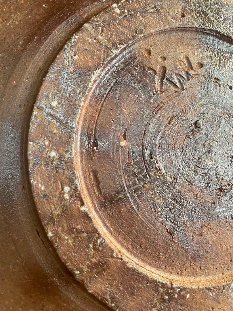 未使用　高級　備前焼　風来　手作り皿　共箱付き　伝統的な日本の陶器 丸皿 木箱付