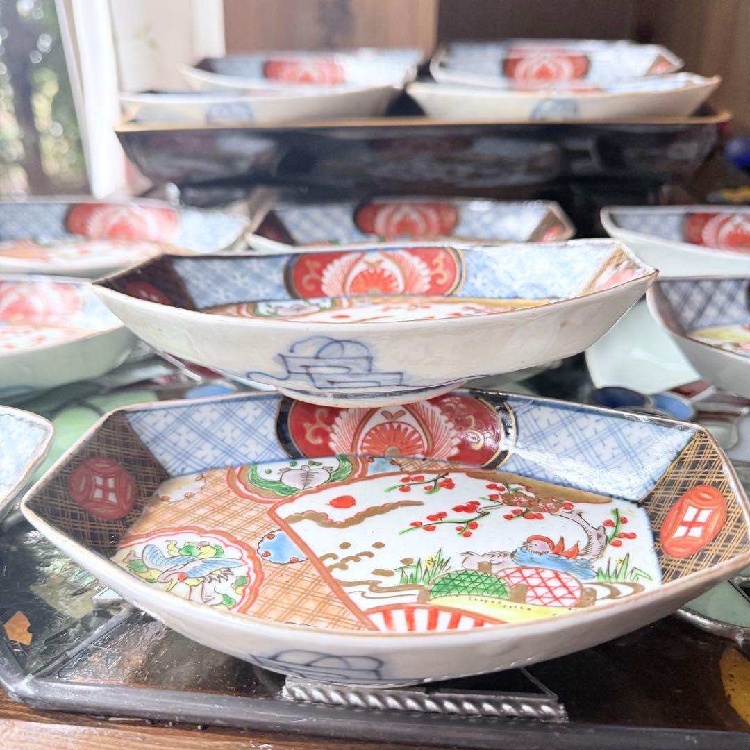 2236様感謝‼️ラスト五客‼️最上手伊万里　梅おしどり&鶴亀切支丹舟