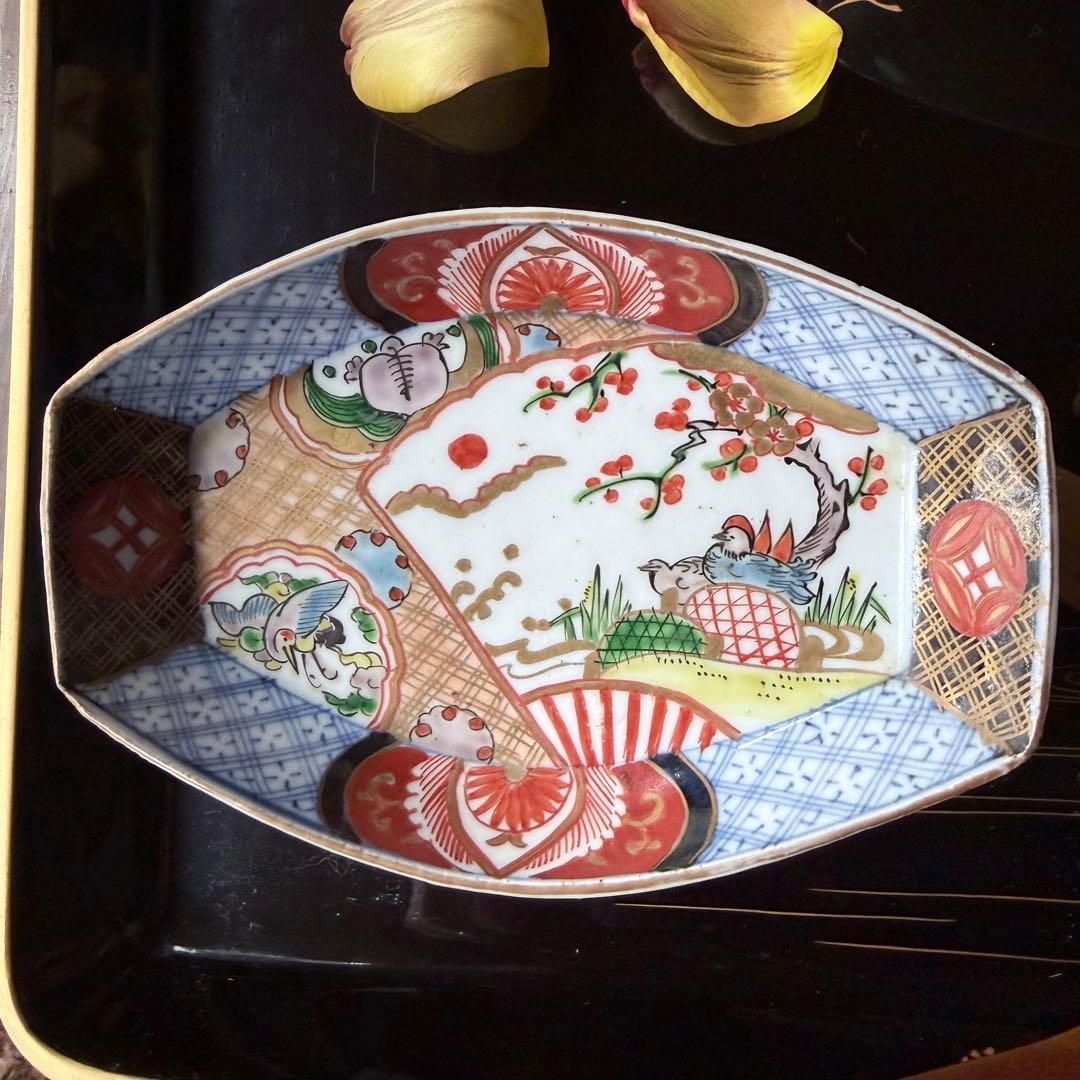 2236様感謝‼️ラスト五客‼️最上手伊万里　梅おしどり&鶴亀切支丹舟