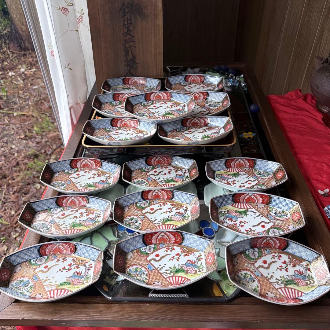 2236様感謝‼️ラスト五客‼️最上手伊万里　梅おしどり&鶴亀切支丹舟