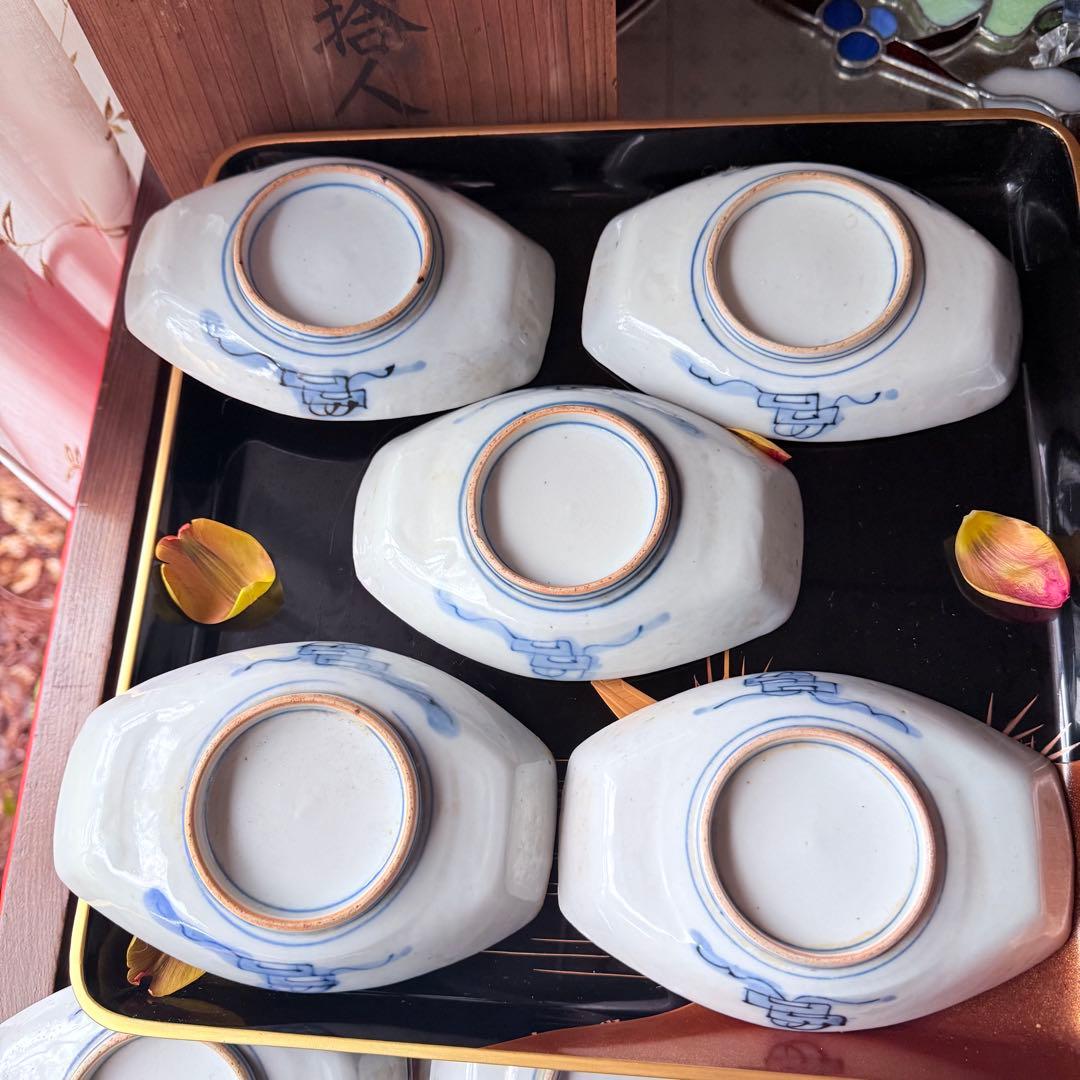 2236様感謝‼️ラスト五客‼️最上手伊万里　梅おしどり&鶴亀切支丹舟