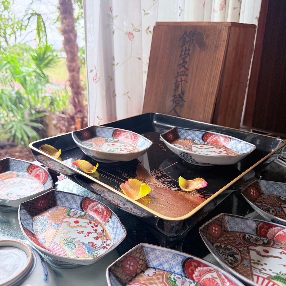 2236様感謝‼️ラスト五客‼️最上手伊万里　梅おしどり&鶴亀切支丹舟