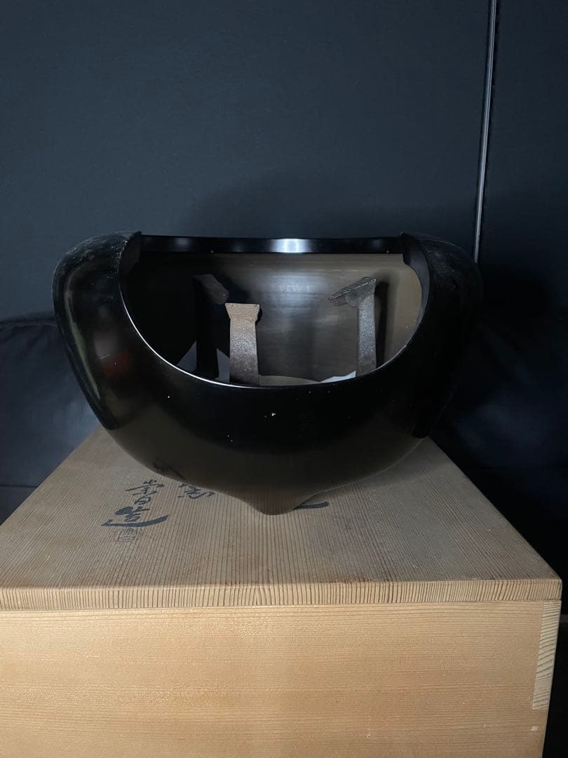 茶道具　寄神崇白　造　黒雲龍土風炉　五徳　底瓦付　時代 希少品 古美術