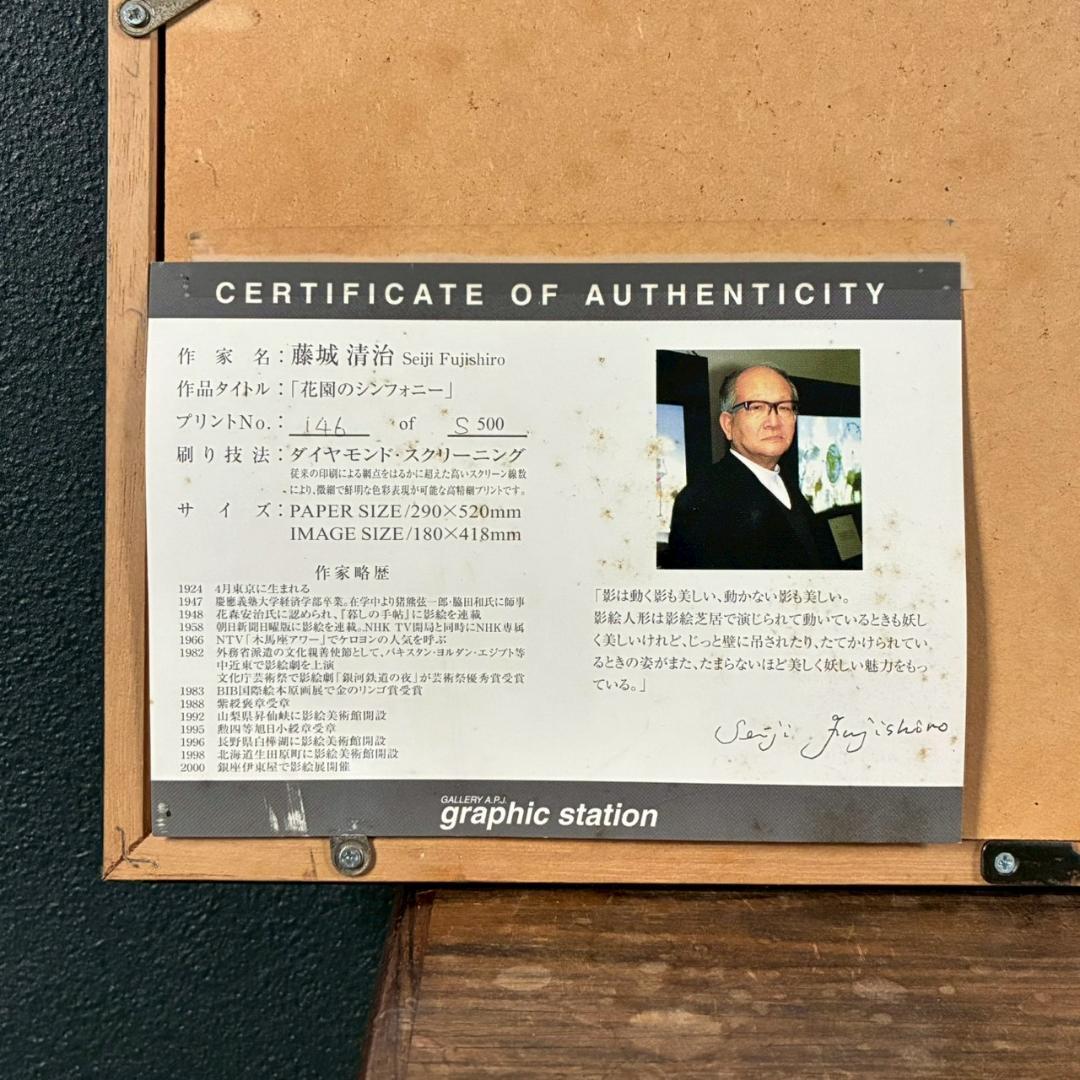 美品 藤城清治「花園のシンフォニー」ダイヤモンドスクリーニング 保証書有 影絵