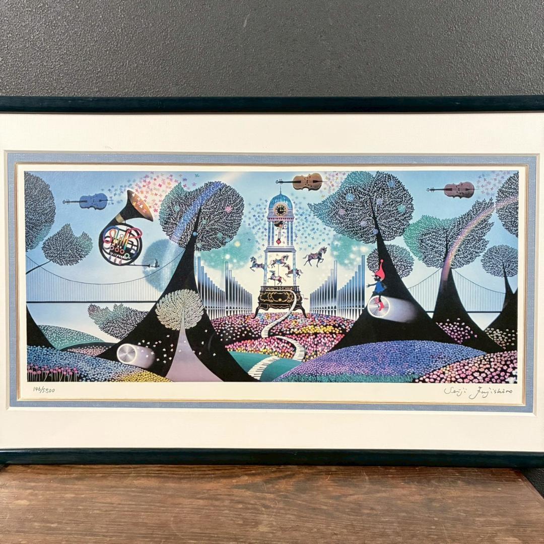 美品 藤城清治「花園のシンフォニー」ダイヤモンドスクリーニング 保証書有 影絵