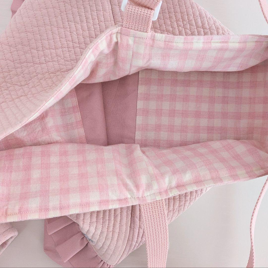 ハンドメイド　入園入学セット　うさぎ刺繍ヌビ　レッスンバック　上履き袋