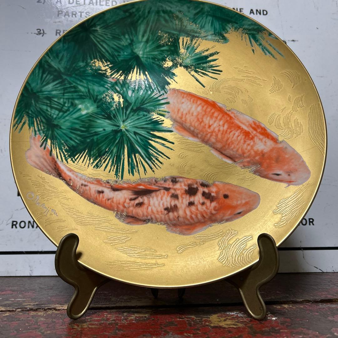 昭和レトロ ノリタケ Noritake 飾り皿 大皿 鯉 金彩 蚤の市 プレート