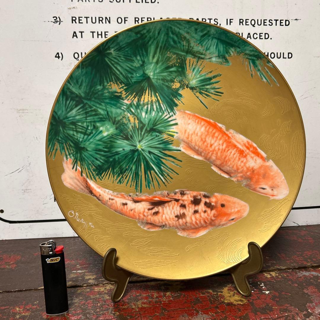 昭和レトロ ノリタケ Noritake 飾り皿 大皿 鯉 金彩 蚤の市 プレート