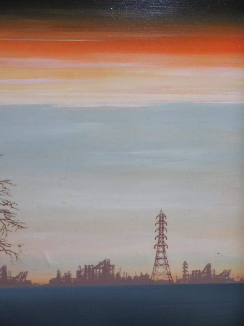 出口修　「夕ぐれと石」　油彩F6号　リアリズム　ローマ法皇絵画献納画家　１枚の繪